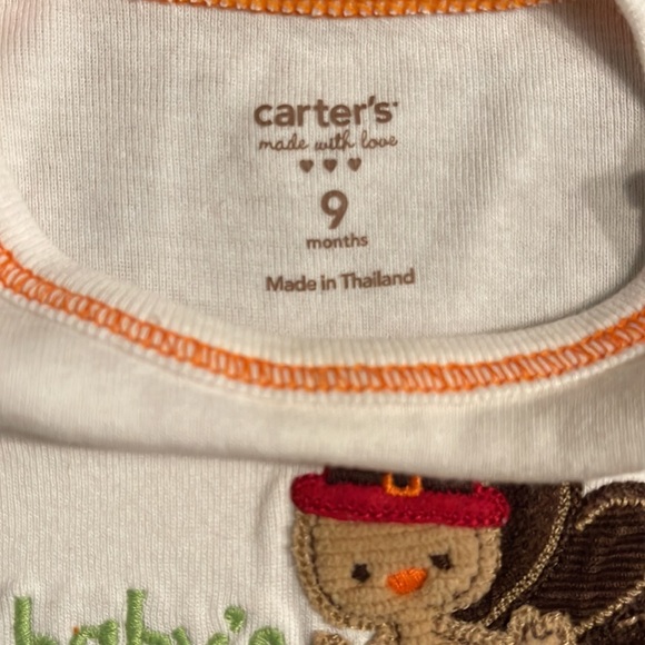 3/$15 💟 Carter’s Long Sleeve Thanksgiving Onesie 9M - Picture 3 of 4